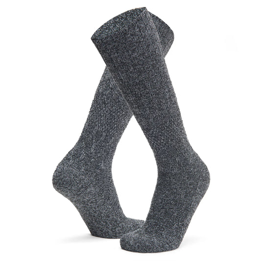 Diamond Knee High Lightweight Sock With Recycled Wool - Black full product perspective