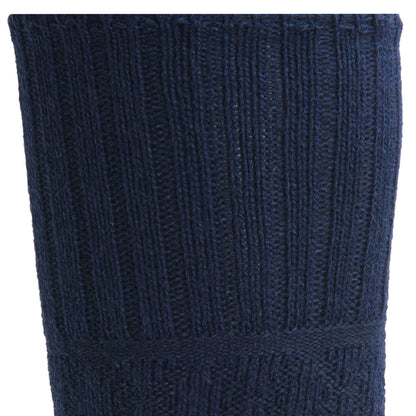 Diamond Knee High Lightweight Sock With Recycled Wool - Navy II cuff perspective - made in The USA Wigwam Socks