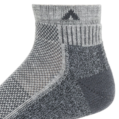 Cool-Lite Hiker Quarter Midweight Sock - Grey/Charcoal heel and cuff perspective - made in The USA Wigwam Socks
