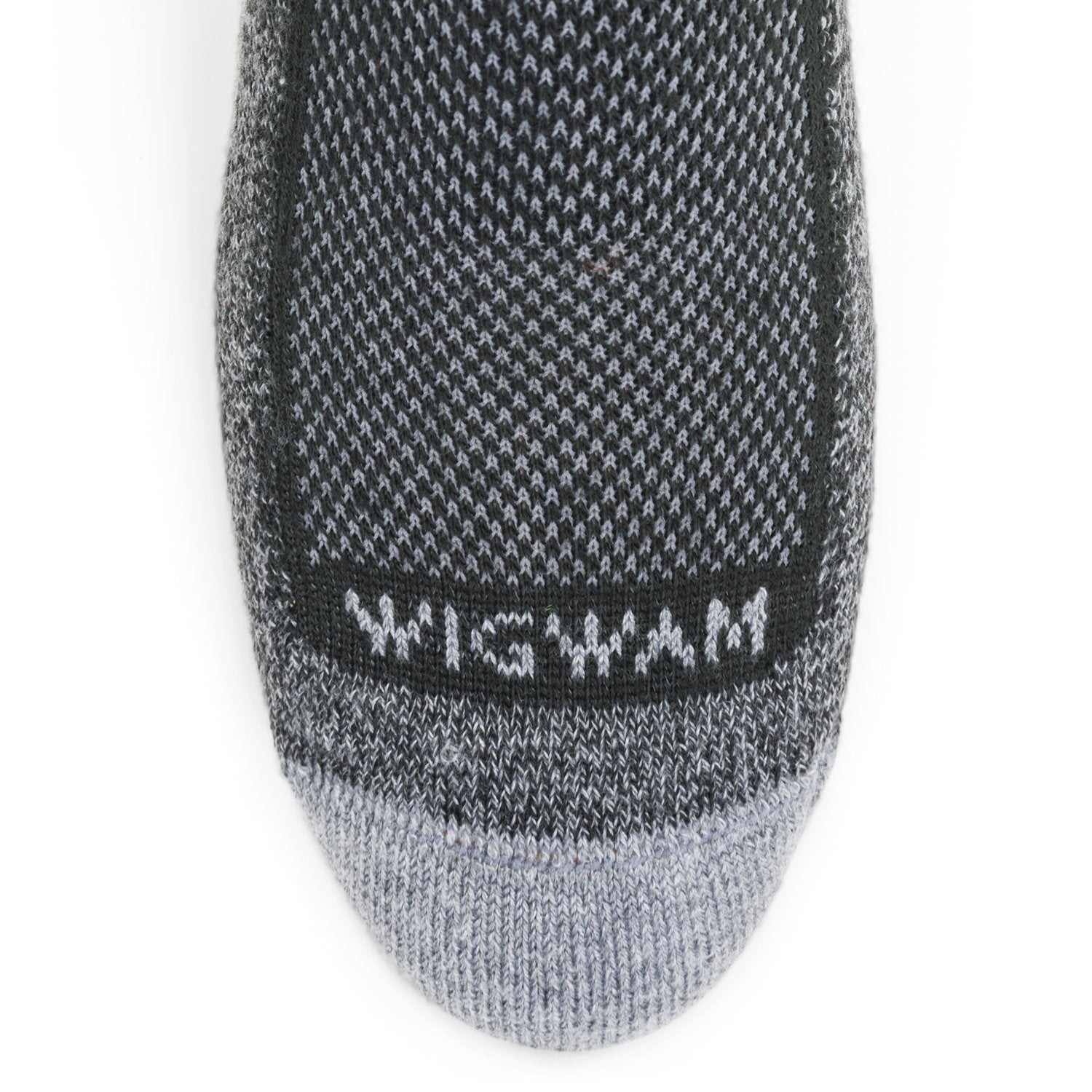 Cool-Lite Hiker Crew Midweight Sock - Black/Grey toe perspective - made in The USA Wigwam Socks