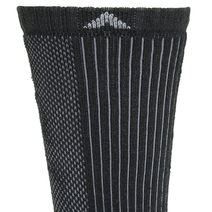 Cool-Lite Hiker Crew Midweight Sock - Black/Grey cuff perspective - made in The USA Wigwam Socks