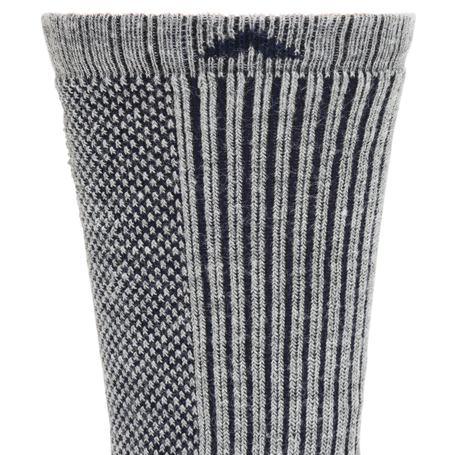 Cool-Lite Hiker Crew Midweight Sock - Grey/Navy cuff perspective - made in The USA Wigwam Socks