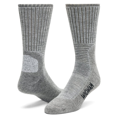 Hiking Outdoor Midweight Crew Sock - Light Grey Heather full product perspective - made in The USA Wigwam Socks