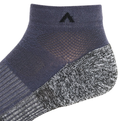 Attain Lightweight Low Sock - Graphite heel and cuff perspective - made in The USA Wigwam Socks