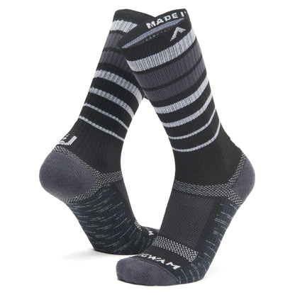 Ultra Cool Lite Stripe Ultra-Lightweight Crew Sock - Onyx full product perspective - made in The USA Wigwam Socks