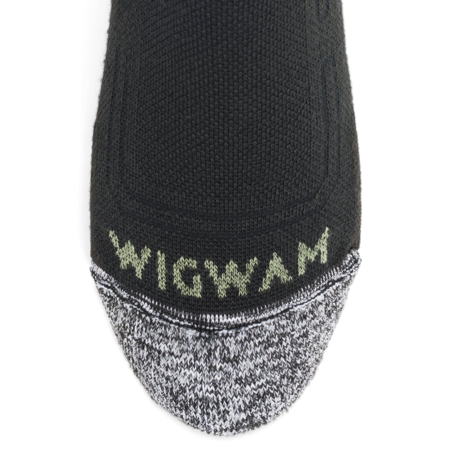 No Fly Zone Outdoor Crew Sock - Black toe perspective - made in The USA Wigwam Socks