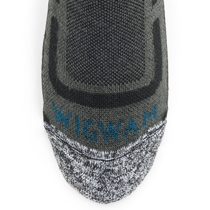 No Fly Zone Outdoor Midweight Over-The-Calf Sock - Charcoal toe perspective - made in The USA Wigwam Socks