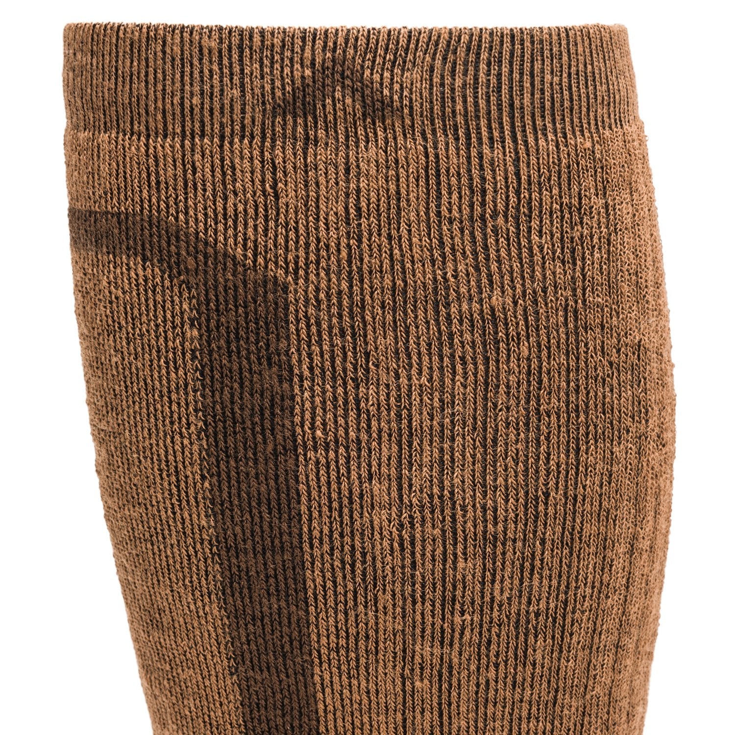 No Fly Zone Outdoor Midweight Over-The-Calf Sock - Coyote Brown cuff perspective - made in The USA Wigwam Socks