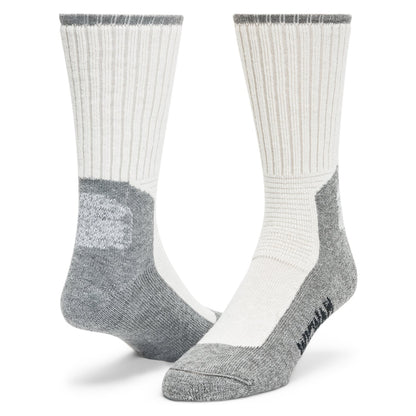 At Work DuraSole Pro 2-Pack Cotton Socks - White/Grey full product perspective - made in The USA Wigwam Socks